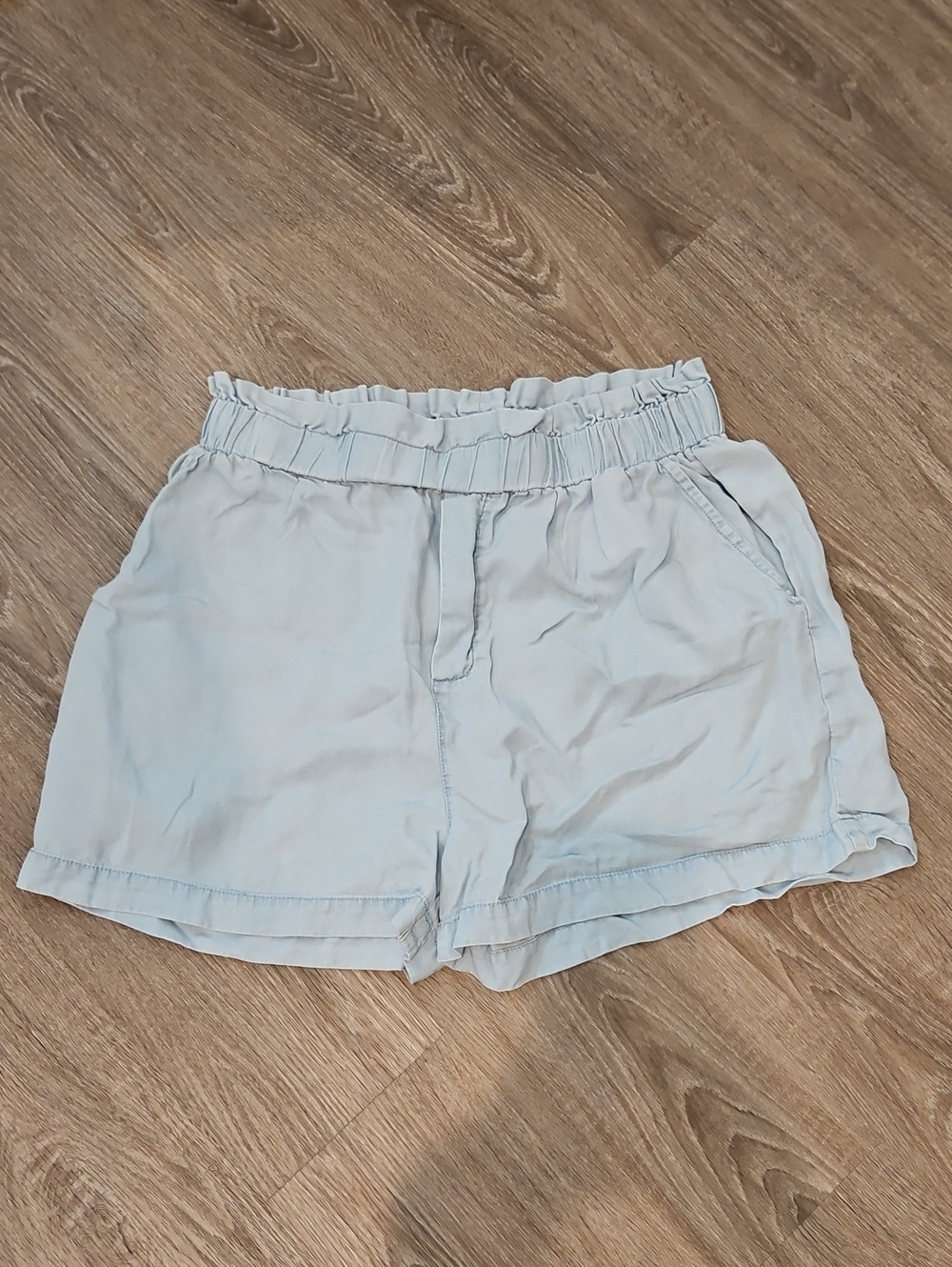 Jane and Delancey Light Blue High-Waist Ruffle Shorts